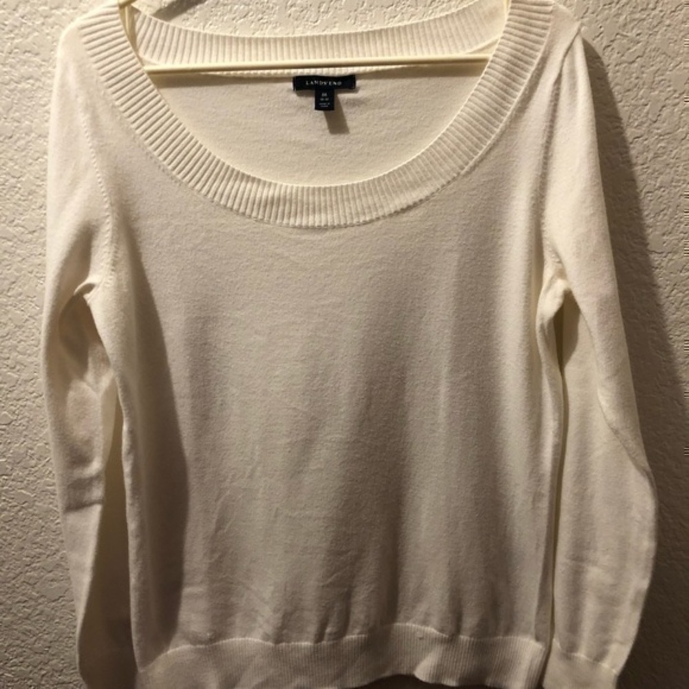 Lands End women’s white sweater - Picture 3 of 9